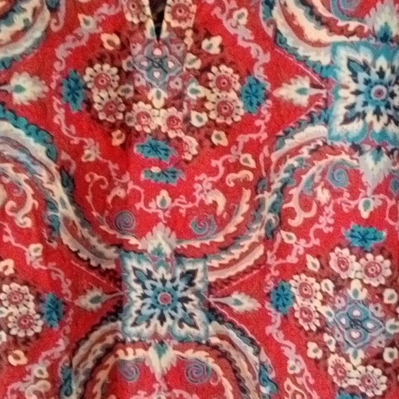 J.Crew Red/Blue/Blk/Gray Oversized Boho Cotton Tunic Size M - Picture 2 of 5